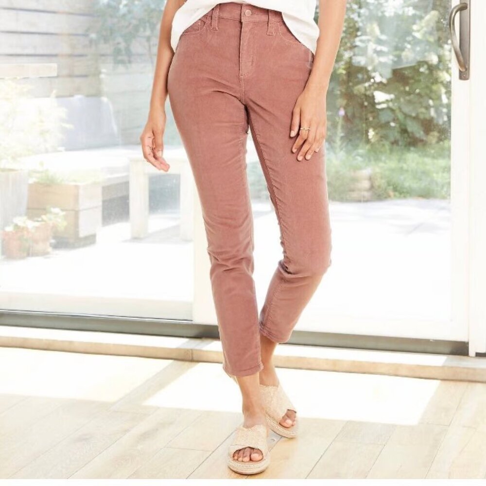 OAT Newyork High Rise Skinny Jeans Size 26 Blush Pink Stretch Corduroy Retro 90s